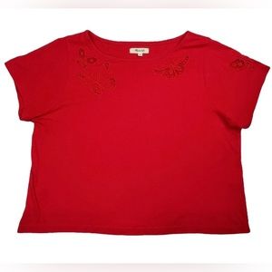 BNWT Madewell Red Embroidered Butterfly Tee XL